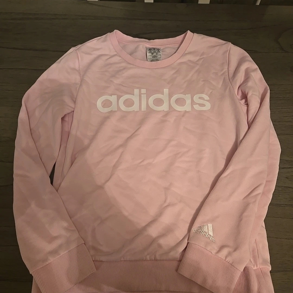 Adidas Pink Sweatshirt Women’s Crew Neck Pullover Athletic Casual Top Sz Small